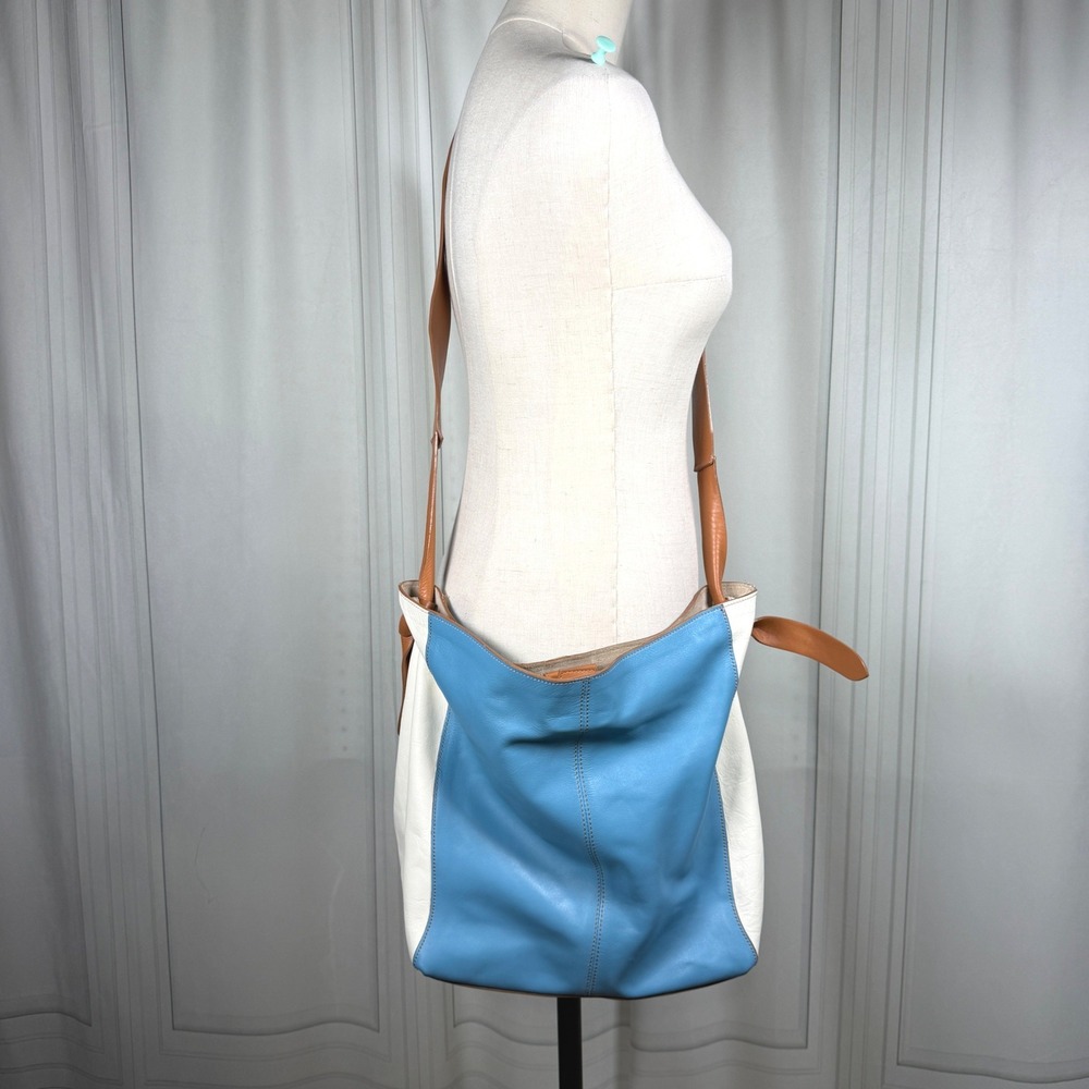 Vittoria Napoli Italian Leather Color-Block Hobo Bag